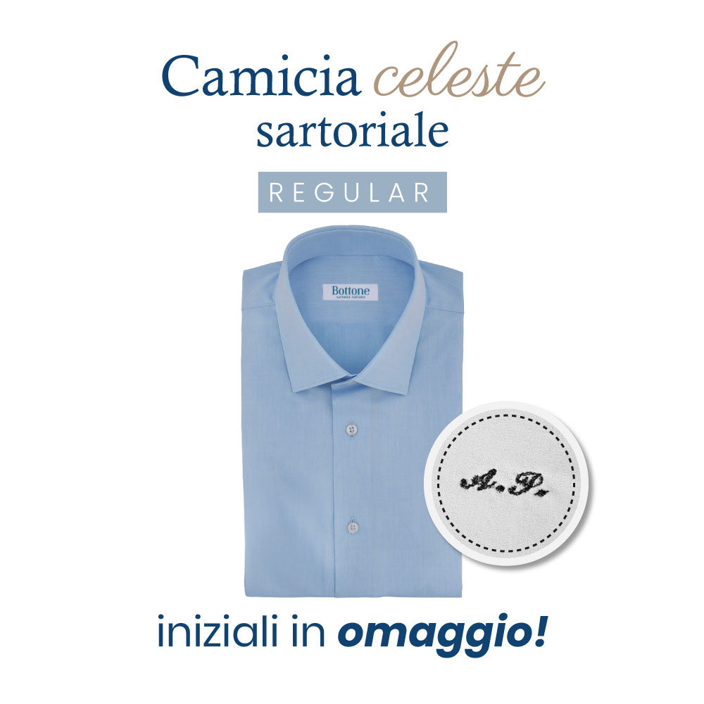 Camicia Celeste Sartoriale Tessuto Texture - REGULAR