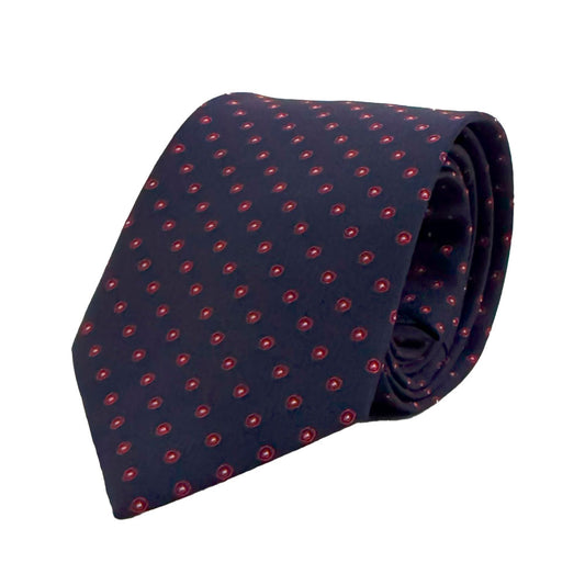 Cravatta blu con pois rossi