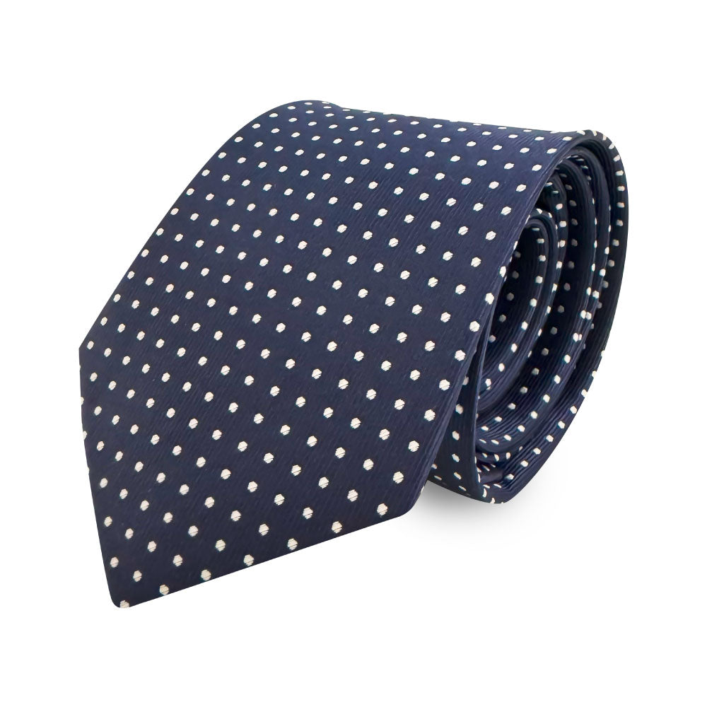 Cravatta blu con pois bianchi