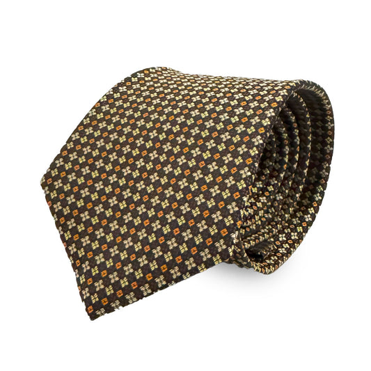 Cravatta marrone con fantasia geometrica