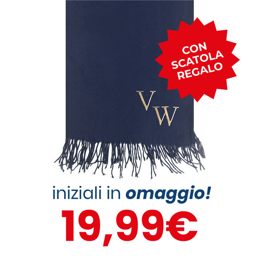 Sciarpa BLU con Frage - INIZIALI IN OMAGGIO & SCATOLA REGALO