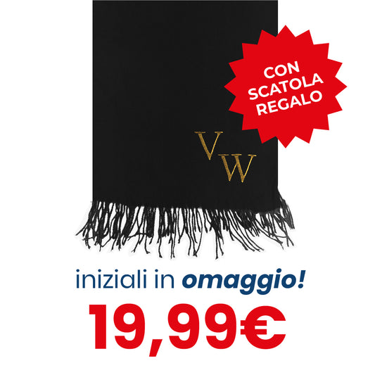 Sciarpa NERA con Frage - INIZIALI IN OMAGGIO & SCATOLA REGALO