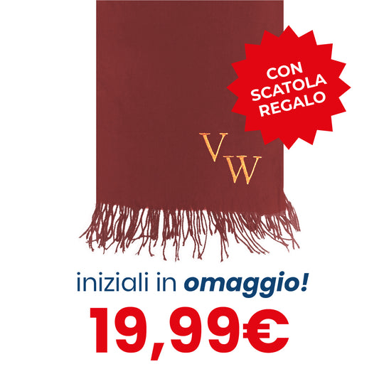 Sciarpa ROSSA con Frage - INIZIALI IN OMAGGIO & SCATOLA REGALO