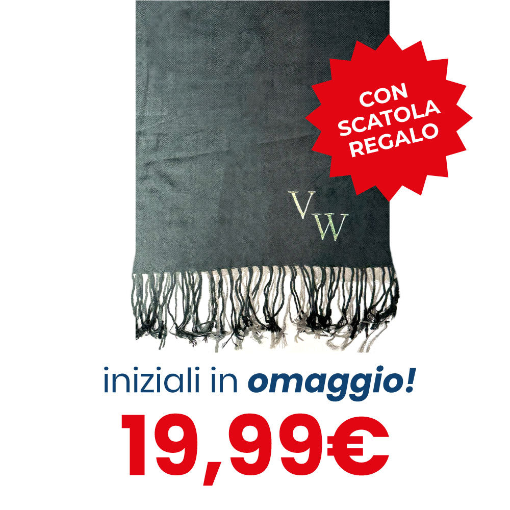 Sciarpa bicolore fumè verde & beige - INIZIALI IN OMAGGIO & SCATOLA REGALO