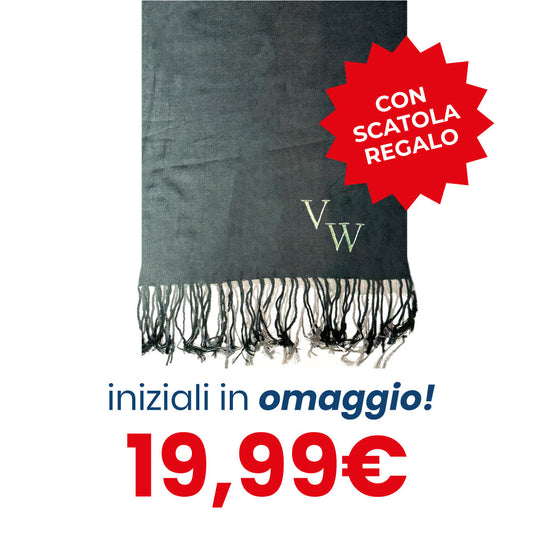 Sciarpa bicolore fumè verde & beige - INIZIALI IN OMAGGIO & SCATOLA REGALO
