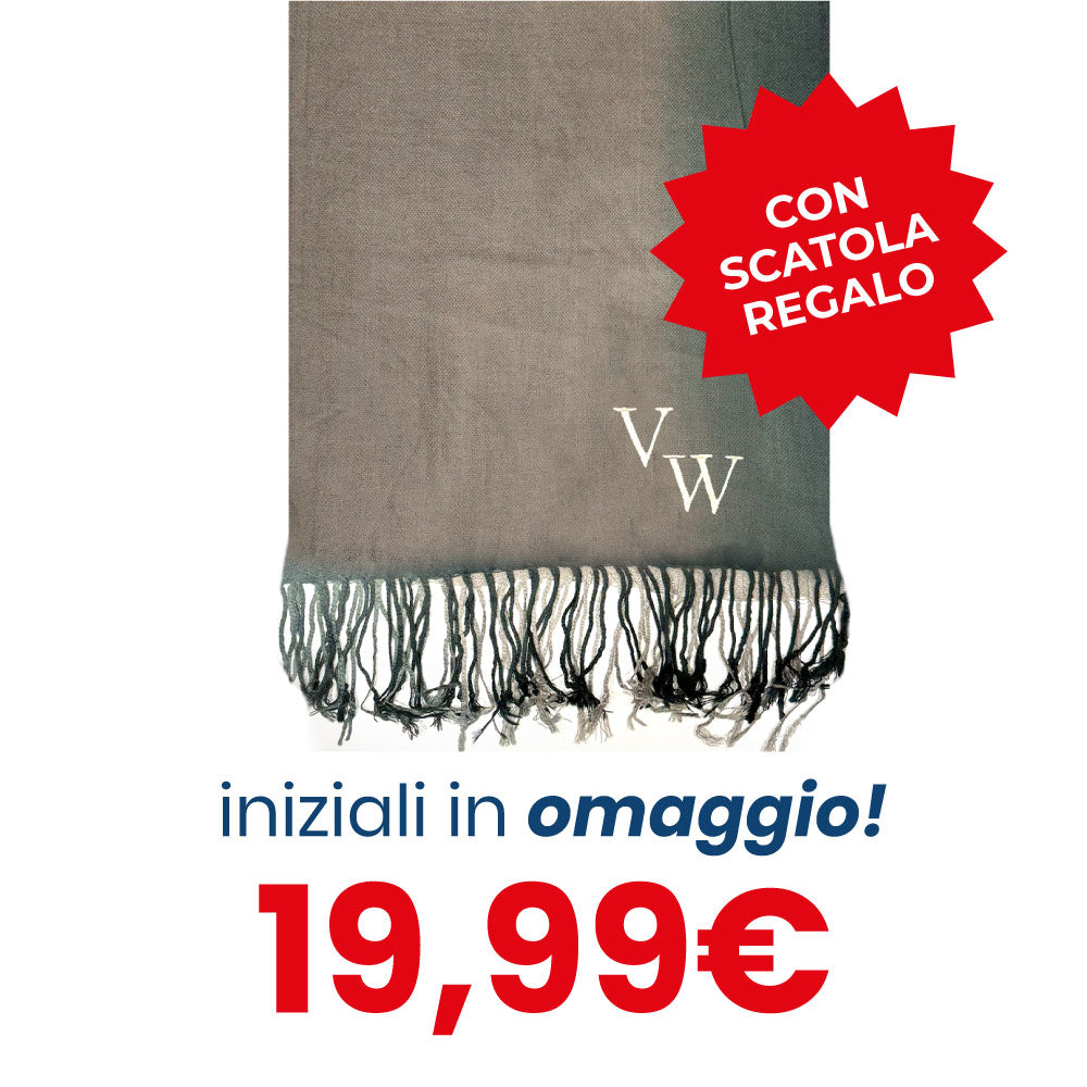 Sciarpa bicolore fumè verde & beige - INIZIALI IN OMAGGIO & SCATOLA REGALO