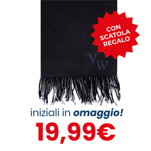 Sciarpa bicolore nera & dark blue - INIZIALI IN OMAGGIO & SCATOLA REGALO