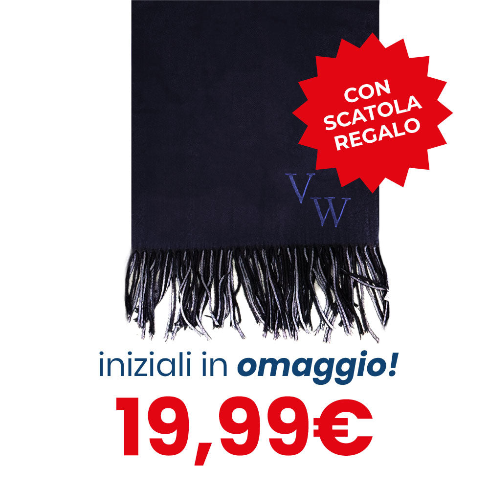 Sciarpa bicolore nera & dark blue - INIZIALI IN OMAGGIO & SCATOLA REGALO